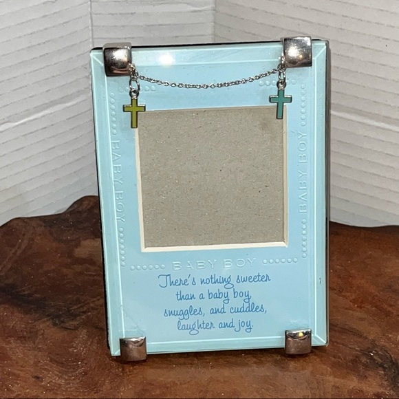 Baby boy picture frame easel display cross charms  nothing sweeter VERY NICE - Picture 6 of 7